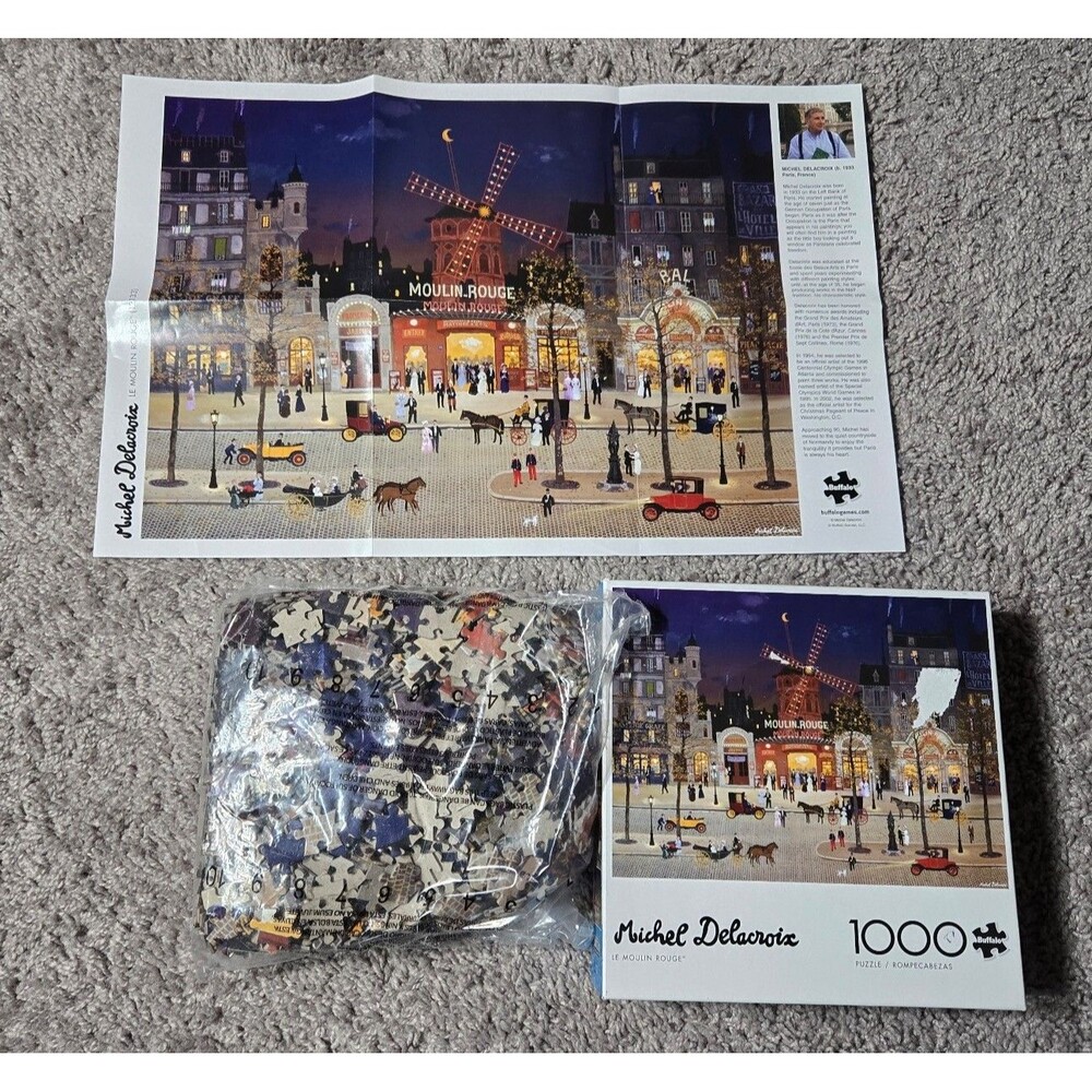 New 1000 Piece "Le Moulin Rouge" Jigsaw Puzzle 079346121335 Michel Delacroix